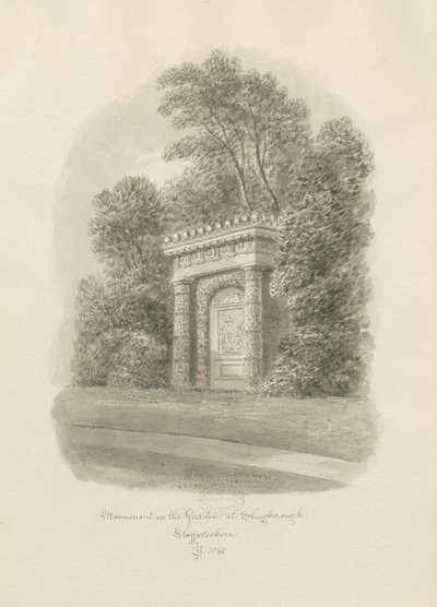 Shugborough - Pomnik: rysunek w sepii autorstwa John Buckler