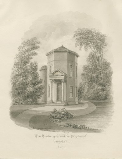 Shugborough - Świątynia Wiatrów: rysunek w sepii, 1843 autorstwa John Buckler