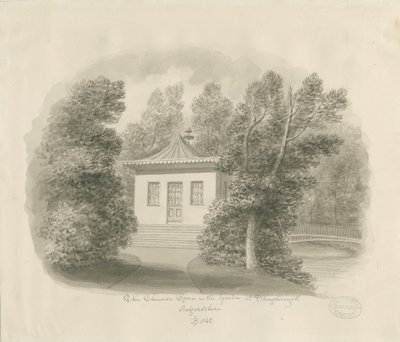 Shugborough - The Chinese Room: rysunek w sepii autorstwa John Buckler