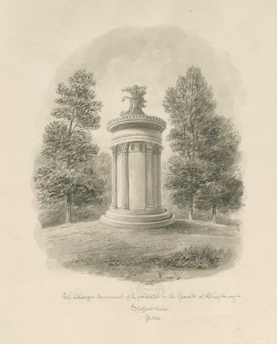 Shugborough - Choragiczny pomnik Lizykratesa: rysunek w sepii autorstwa John Buckler