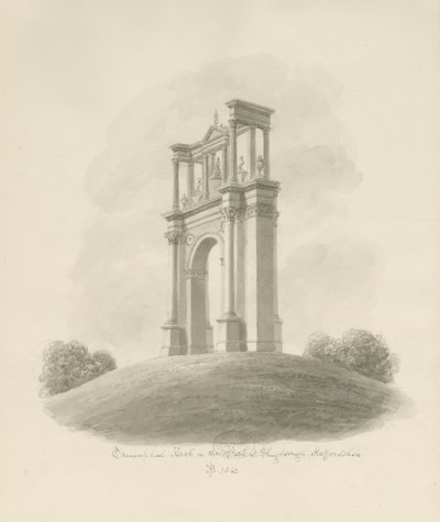 Shugborough - Łuk Triumfalny: rysunek w sepii autorstwa John Buckler