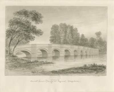 Shugborough Bridge: rysunek w sepii, nd [?1840s] autorstwa John Buckler