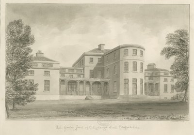 Shugborough Hall - Front ogrodu: rysunek w sepii, 1842 autorstwa John Buckler