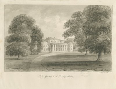 Shugborough Hall: rysunek w sepii autorstwa John Buckler