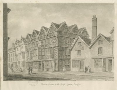 Stafford - Starożytny „Wysoki Dom”: rysunek w sepii, 1841 autorstwa John Buckler