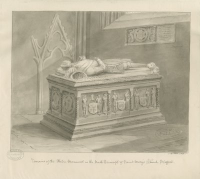 Stafford - Aston Monument w kościele Mariackim: rysunek w sepii autorstwa John Buckler
