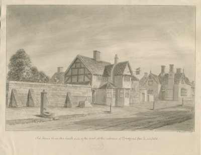 Stafford - [The White Lion Inn]: rysunek w sepii, 1842 autorstwa John Buckler