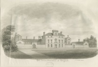 Stafford - Union Workhouse: rysunek w sepii autorstwa John Buckler