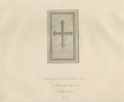 Standon Church - Nagrobek: rysunek w sepii autorstwa John Buckler
