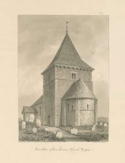 Sussex - Kościół Newhaven: rysunek w sepii, 1830 autorstwa John Buckler