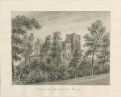 Zamek Tamworth: rysunek w sepii, kwiecień 1849 (rysunek) autorstwa John Buckler