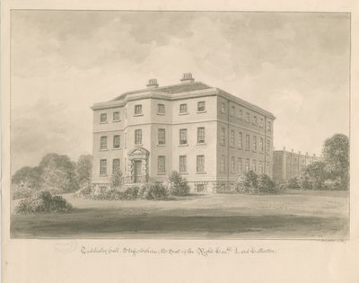 Teddesley Hall: rysunek w sepii, 1841 autorstwa John Buckler