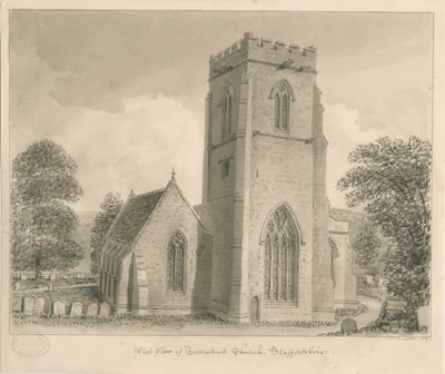 Kościół Tettenhall: rysunek w odcieniu sepii, 1837 autorstwa John Buckler