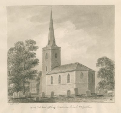 Thorpe Constantine Church: rysunek w kolorze sepii autorstwa John Buckler