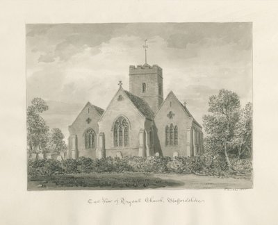 Kościół Trysull: rysunek w odcieniu sepii, 1846 autorstwa John Buckler