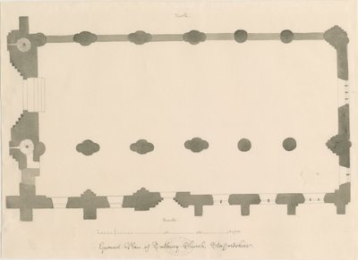Tutbury Priory Church - Plan: rysunek ołówkiem i sepią, nd [?1812] (rysunek) autorstwa John Buckler