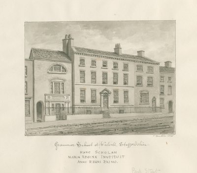 Walsall Town - Gimnazjum: rysunek w odcieniu sepii, 1845 autorstwa John Buckler