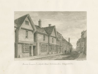 Wolverhampton - Ancient Houses in Lichfield Street: rysunek w sepii autorstwa John Buckler