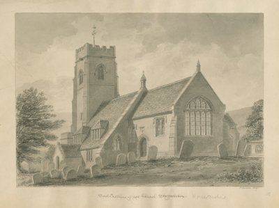 Worcestershire - Clent Church: rysunek w sepii, 1847 autorstwa John Buckler