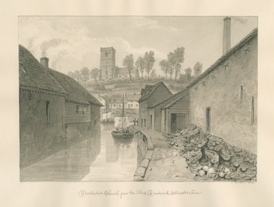 Worcestershire - Droitwich - Dodderhill Church Distant Widok: rysunek w sepii, 1833 autorstwa John Buckler