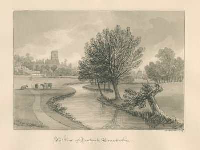 Worcestershire - Droitwich - Zachód Widok miasta: rysunek w sepii, 1833 autorstwa John Buckler
