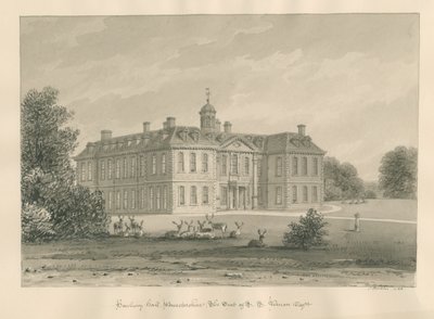Worcestershire - Hanbury Hall: rysunek w sepii, 1833 autorstwa John Buckler