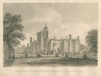 Worcestershire - Hindlip Hall: rysunek w sepii, 1833 autorstwa John Buckler