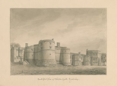 Yorkshire - Zamek Skipton: rysunek w sepii, 1818 r. autorstwa John Buckler