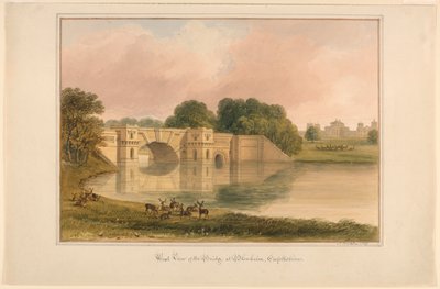 Zachodni widok na most w Blenheim, Oxfordshire autorstwa John Buckler, F.S.A.
