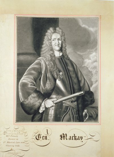 Portret Hugh Mackay, XVII wiek (pędzel i pranie na papierze) autorstwa John Bullfinch