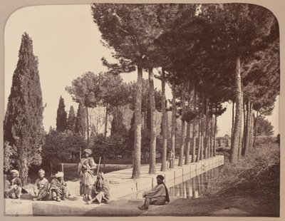 Plemiona afgańskie odpoczywają w ogrodach Babura, Dżalalabad, 1878 autorstwa John Burke