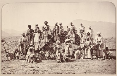 ?Afridi Picket w pobliżu Jumrood, Khyber i Rotass w oddali?, 1879 circa autorstwa John Burke