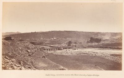 „Safed Sang, widziany zza rzeki, ukazujący most Saperów?”, 1878 r autorstwa John Burke