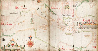 Mapa mórz Śródziemnego, Czarnego i Kaspijskiego autorstwa John Burston