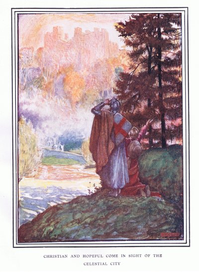 Chrześcijanie i pełni nadziei pojawiają się w niebiańskim mieście autorstwa John Byam Liston Shaw