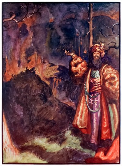 Demas z filmu Pielgrzymi wędrują z tego świata, do tego, co ma nadejść autorstwa Johna Bunyana (1628-1688) Ilustracja Byama Shawa (1872-1919) przedstawiająca Demasa zapraszającego pielgrzymów do pracy w kopalni srebra autorstwa John Byam Liston Shaw