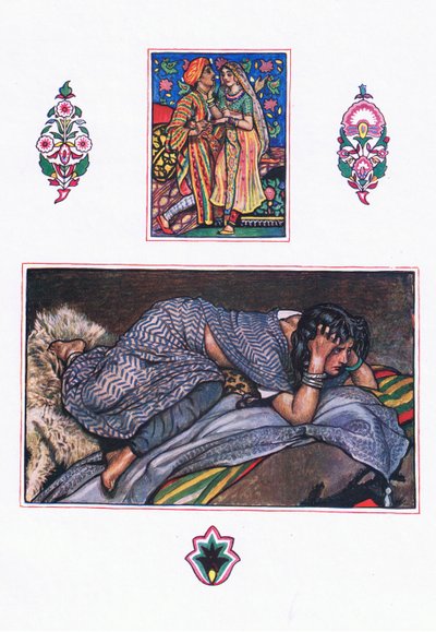 Piosenka opuszczonych cyganów: Hillside Camp, ilustracja z The Garden of Kama (i inne teksty z Indii), 1920 autorstwa John Byam Liston Shaw