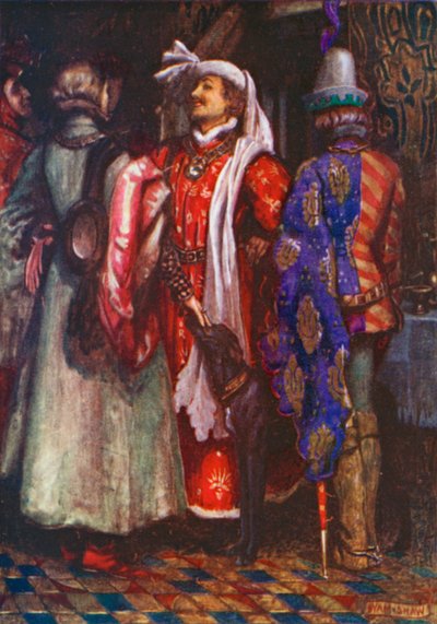 "Módlmy się do Boga, byśmy się nie spieszyli i nie przyszli za późno!" Ryszard II - Akt I, Scena 4 (kolorowa litografia) autorstwa John Byam Liston Shaw