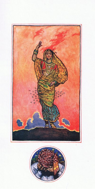 Wspomnienie Muhammada Akrama, ilustracja z Ogrodu Kama (i inne teksty z Indii), 1920 autorstwa John Byam Liston Shaw