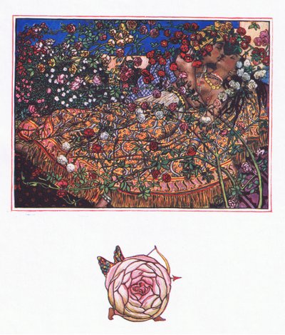 Piosenka Gulbaza, ilustracja z Ogrodu Kama (i inne teksty z Indii), 1920 autorstwa John Byam Liston Shaw
