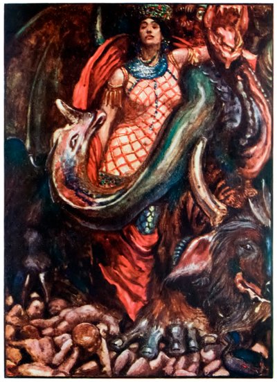 „Ale rządziła nim kobieta” z „Wędrówki pielgrzyma z tego świata, do tego, co ma nadejść” Johna Bunyana autorstwa John Byam Liston Shaw