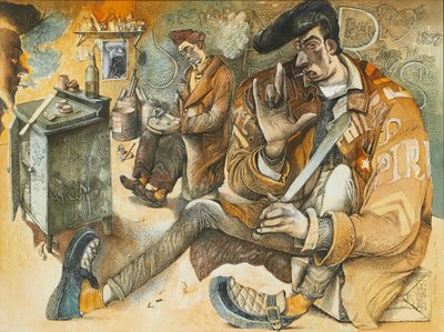 The Slab Boys (pióro i tusz oraz akwarela) autorstwa John Byrne