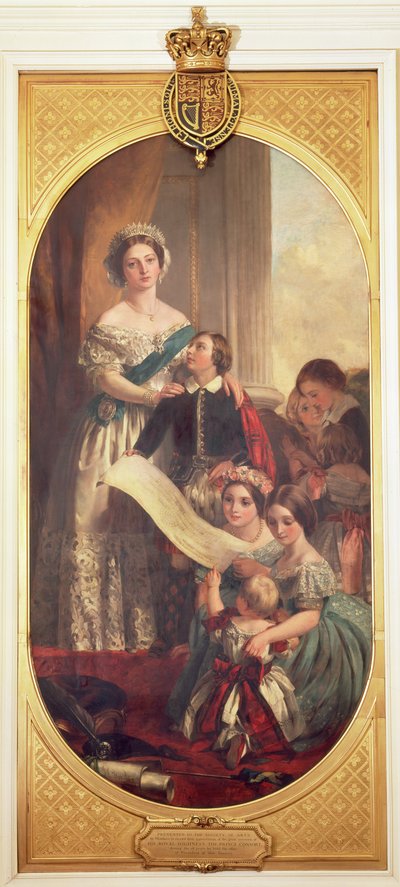 Królowa Wiktoria (1819-1901) z Albertem Edwardem, księciem Walii, Wiktorią, księżniczką królewską i innymi członkami rodziny królewskiej, 1864 autorstwa John Calcott Cope