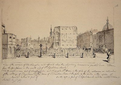 Widok na pozostałości starego więzienia Newgate autorstwa John Carter