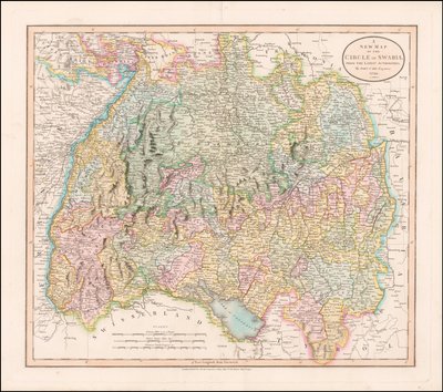 Mapa Szwabii z 1799 r. autorstwa Johna Cary