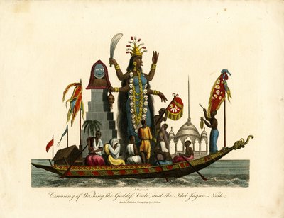 Ceremonia obmycia bogini Cali i bożka Jagan-Natha autorstwa John Chapman