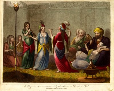 Egipski harem rozrywany przez almees lub tańczące dziewczęta autorstwa John Chapman