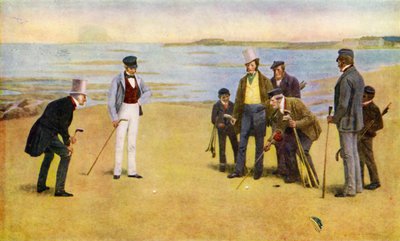 The Stymie, czwórka grająca w golfa w North Berwick autorstwa John Charles (after) Dollman
