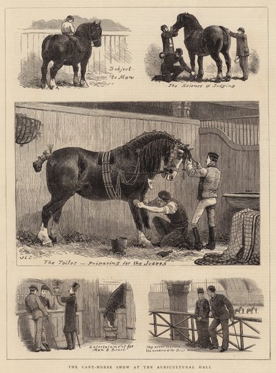 Pokaz wozów konnych w hali rolniczej autorstwa John Charles Dollman