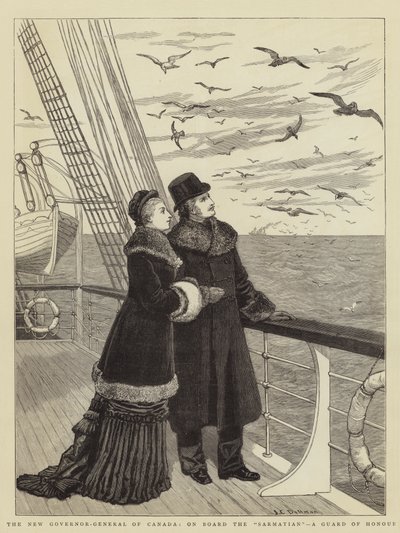 Nowy Gubernator Generalny Kanady, na pokładzie Sarmaty, Gwardia Honorowa autorstwa John Charles Dollman